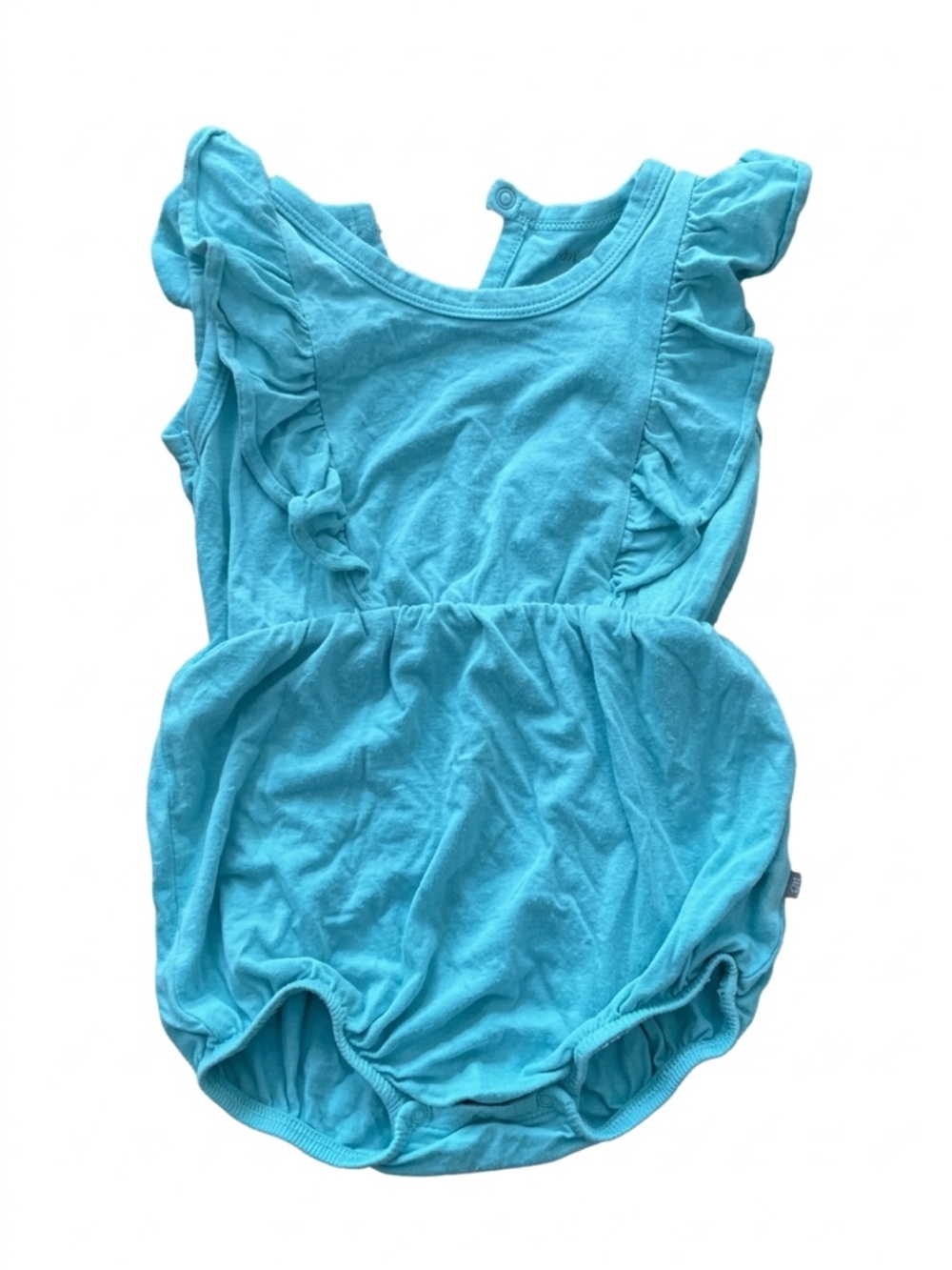 Kyte Baby Girl Romper Blue Teal Ruffled Size 6-12 Months